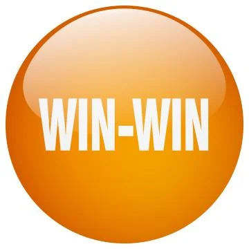 Win-win orange round gel isolated push button Stock Illustration
