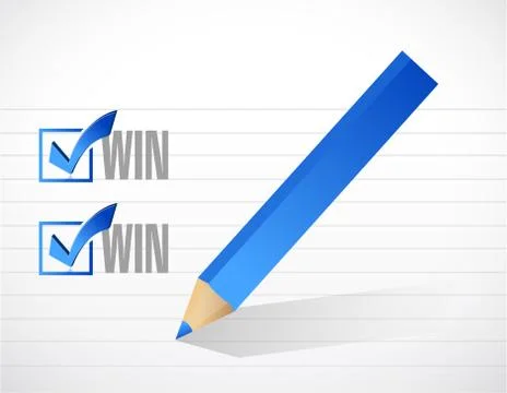 Win win pencil check mark illustration design 스톡 일러스트