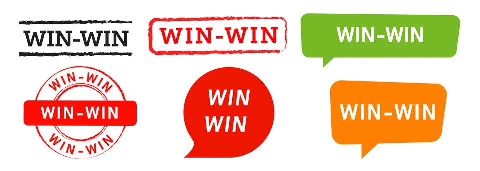 Win win rectangle circle stamp and speech bubble label sticker symbol Stock Illustration