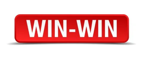 Win-win red 3d square button isolated on white Stock Illustration