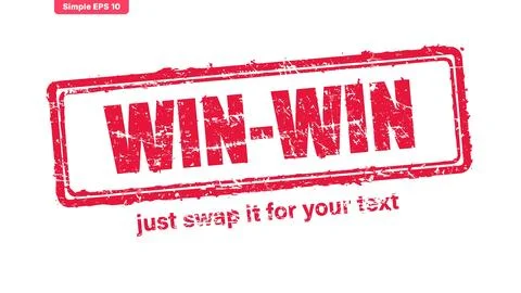 Win-Win Red Distressed Stamp with Sample Text Vector Stock Illustration