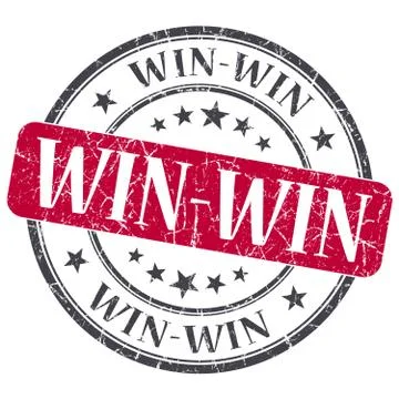 Win - win red grunge textured vintage isolated stamp Stockillustratie