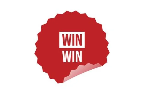 Win-win red ribbon label banner. Stock Illustration