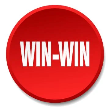 Win-win red round flat isolated push button Stock Illustration