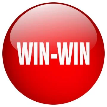 Win-win red round gel isolated push button Stock Illustration