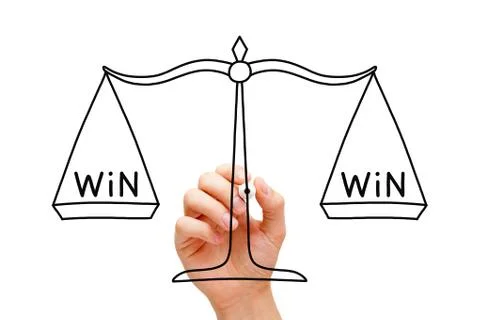 Win win scale concept Stockfoto's
