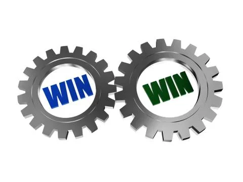 Win win in silver grey gearwheels 스톡 일러스트