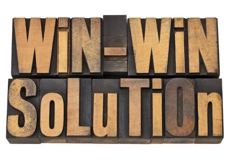  win-win solution in letterpress win-win solution - negotiation or conflic... 스톡 사진