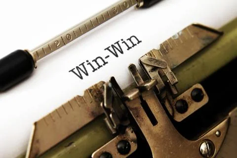 Win win text on typewriter Stock Photos