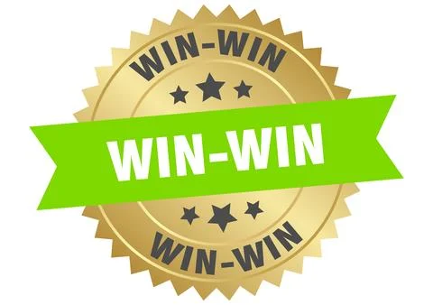 Win-win. win-win round green and gold label isolated on transparent backgroun Stock Illustration