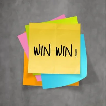 Win win words on crumpled sticky note paper as concept 스톡 일러스트