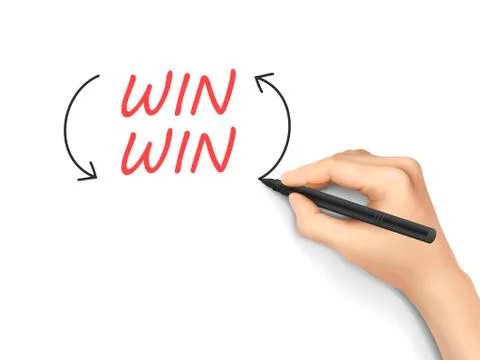 Win win words written by 3d hand Stock Illustration