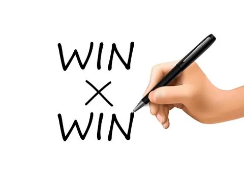 Win win words written by 3d hand Stock Illustration