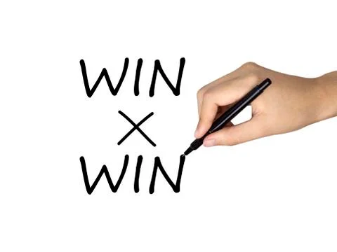 Win win words written by human hand 写真素材