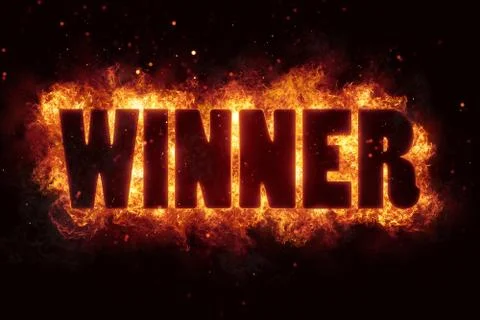 Win winner game fire burn flame text is explode Stock Illustration