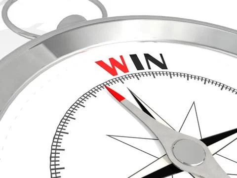 Win word on metalic compass Stock Illustration