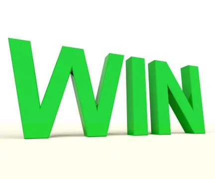 Win word on table representing success and victory 库存插图