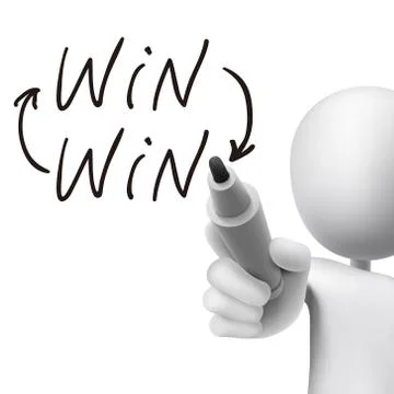 Win word written by 3d man 스톡 일러스트