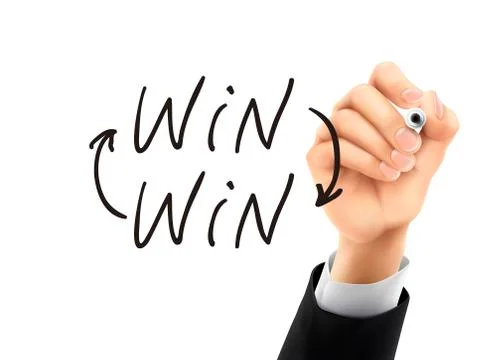 Win written by 3d hand Stock Illustration