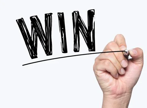 Win written by hand 스톡 사진