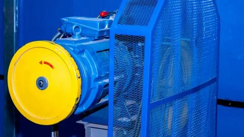 Winch with gear and motor Elevator for residential building Stock Photos