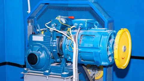 Winch with gear and motor Elevator for residential building Stock Photos