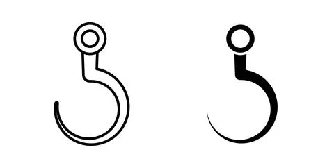 Winch hook icon in black and white. vector icon pack for websites Stock Illustration