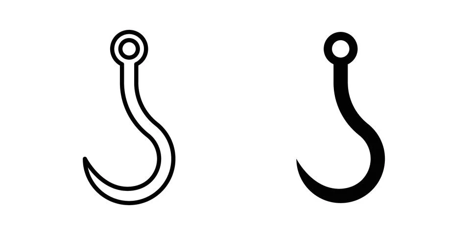 Winch hook icon solid, line, and editable vector set. Stock Illustration