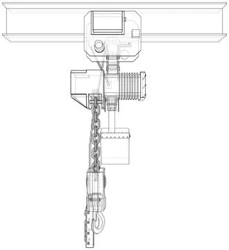 Winch or lifting machine concept outline. Vector Stock Illustration