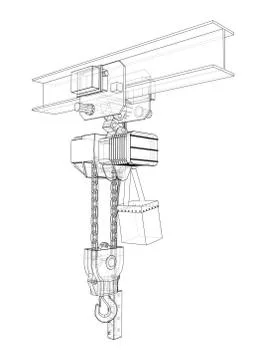 Winch or lifting machine concept outline. Vector Illustrazione stock
