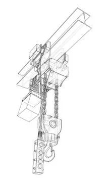 Winch or lifting machine concept outline. Vector Ilustración de archivo