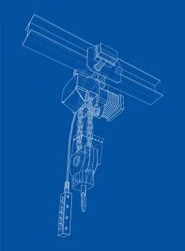 Winch or lifting machine concept outline. Vector Stock Illustration