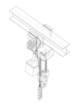 Winch or lifting machine concept outline. Vector Stock Illustration