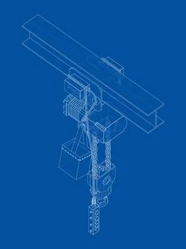 Winch or lifting machine concept outline. Vector Ilustración de archivo