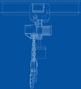 Winch or lifting machine concept outline Stock Illustration