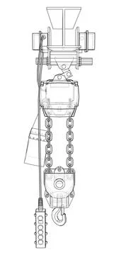 Winch or lifting machine concept outline Illustrazione stock