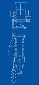 Winch or lifting machine concept outline Ilustração Stock