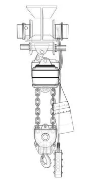Winch or lifting machine concept outline Stock Illustration