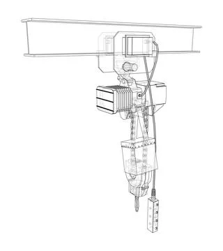 Winch or lifting machine concept outline Stock Illustration