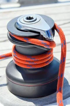 Winch with red rope Stock Photos
