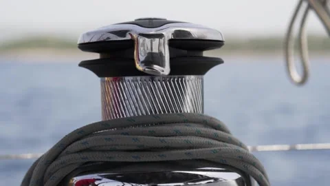 Winch with rope close up Stock Footage 195092747