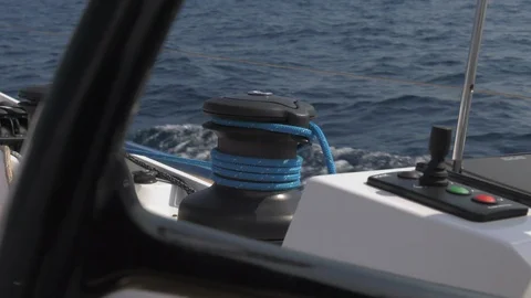 Winch on a sailing boat. Stock Footage 127884921