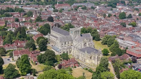 Winchester Cathedral Slow Right Orbit, Hampshire, England Stock Footage 340603840