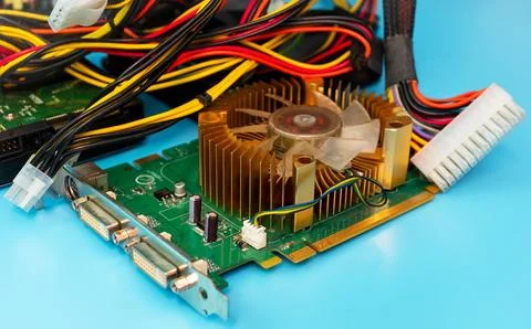 Winchester sata, Computer connector. PC cooling cooler. Computer parts or s.. Stock Photos