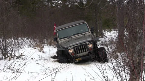 Winching Stuck Jeep Stock Footage 23349434