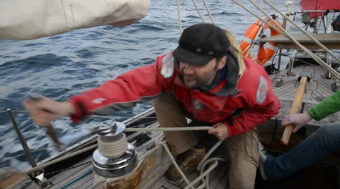 Winching on a yacht Stock Footage 29467568