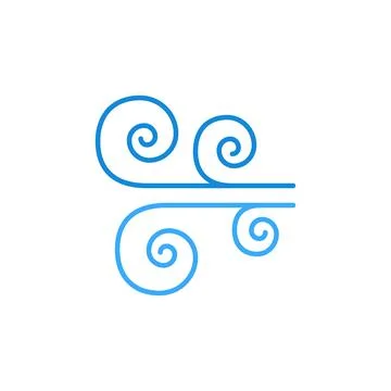 Wind abstract outline vector concept blue modern icon Stock Illustration