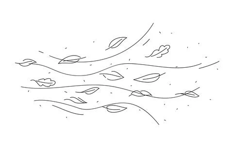 Wind air and doodle leaves motion background Stock Illustration