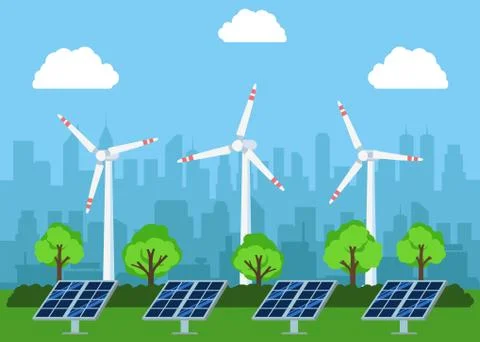 Wind alternative energy generator. Vector illustration. Flat design. イラスト素材