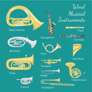 Wind and Brass Musical Instruments Illustrazione stock